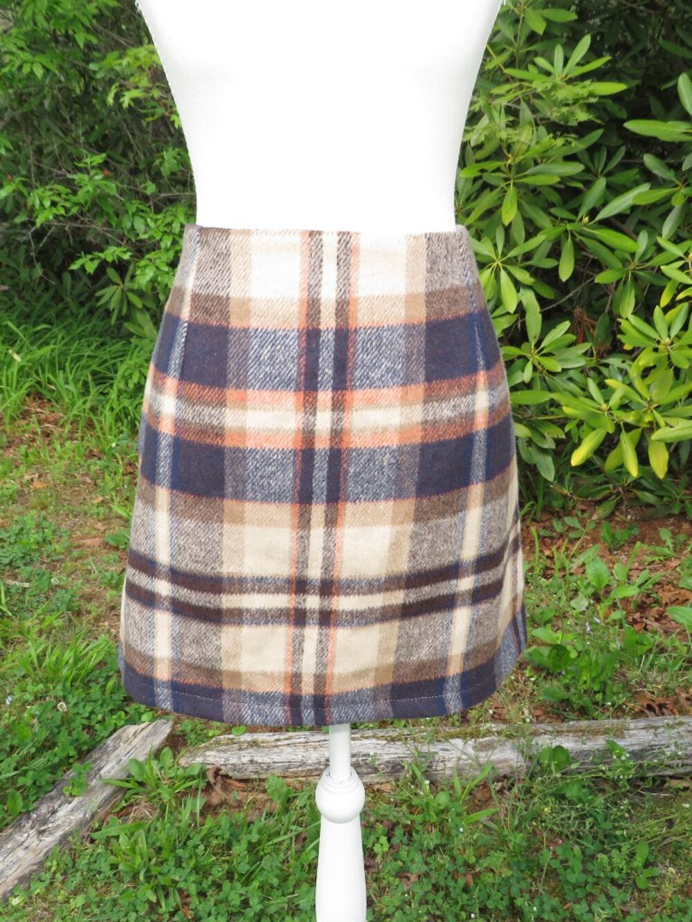 IDEALSANXUN Wool‑Blend Plaid Mini Skirt | Size Large | Academia & Preppy core